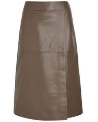 JOSEPH - Panelled Wrap-Effect Leather Midi Skirt - Lyst