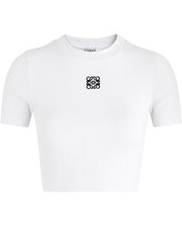 Loewe - Anagram Cropped Stretch-Cotton T-Shirt - Lyst