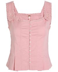 Free People - Bridgette Embroidered Stretch-Cotton Top - Lyst