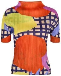 Pleats Please Issey Miyake - Printed Pleated Woven Top - Lyst