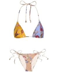 Zimmermann - Patience Spliced Printed Bikini - Lyst