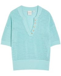 Varley - Callie Open-Knit Cotton Polo Top - Lyst