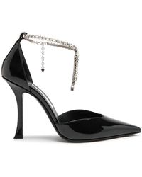 Jimmy Choo - Stevie 100 Crystal-Embellished Patent Leather Pumps - Lyst