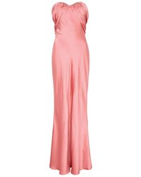 Misha Collection - Livia Strapless Satin Gown - Lyst