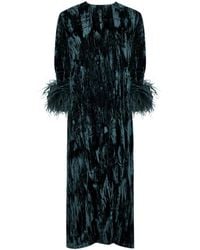 16Arlington - Billie Feather-trimmed Velvet Midi Dress - Lyst