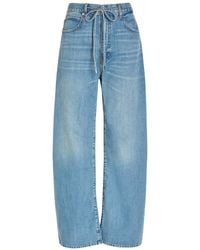 FRAME - The Off Duty Drawstring Bow Curved Wide-Leg Jeans - Lyst
