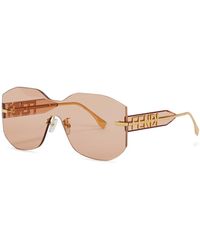 Fendi - Graphy Rimless Shield Sunglasses - Lyst