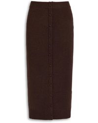 Victoria Beckham - Button-Embellished Wool-Blend Midi Skirt - Lyst