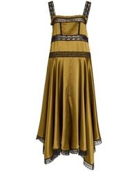 Ganni - Lace-Trim Satin Midi Slip Dress - Lyst