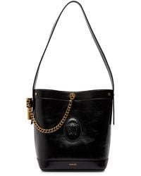 Versace - Chain Small Leather Bucket Bag - Lyst