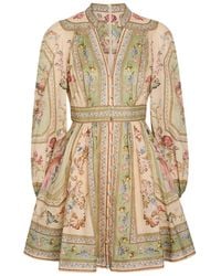 Zimmermann - Roselight Printed Linen Mini Dress - Lyst