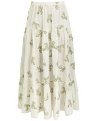 Erdem - Embroidered Tiered Cotton-Blend Midi Skirt - Lyst
