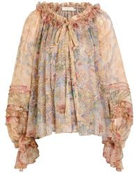 Zimmermann - Rebellion Floral-Print Silk Blouse - Lyst