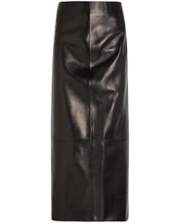 KHAITE - Lyle Leather Midi Pencil Skirt - Lyst