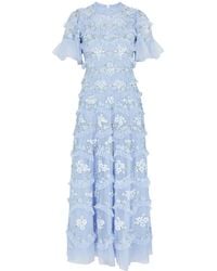 Needle & Thread - Daisy Wave Floral-Embroidered Tulle Dress - Lyst