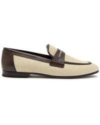 Brunello Cucinelli - Leather-Trimmed Raffia Loafers - Lyst
