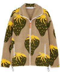 JW Anderson Taupe Strawberry-print Fleece Jacket - Natural