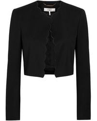 Chloé - Scalloped Cropped Stretch-Wool Blazer - Lyst