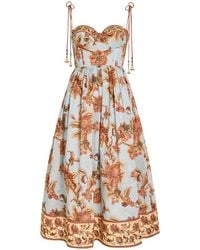Zimmermann - Aster Corset Cotton Midi Dress - Lyst