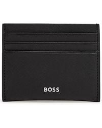 BOSS - Northon Logo Saffiano Leather Card Holder - Lyst