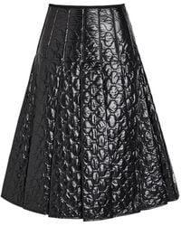 Moncler - Gonna Quilted Pleated Shell Midi Skirt - Lyst