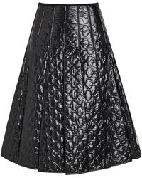 Moncler - Gonna Quilted Pleated Shell Midi Skirt - Lyst