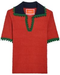 La DoubleJ - Picket Textured Cotton-Blend Polo Top - Lyst