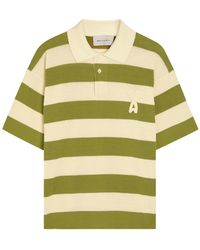Ami Paris - Striped Logo-Appliquéd Cotton Polo Shirt - Lyst