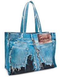 Acne Studios Jeans-print Denim Tote Bag in Gray | Lyst