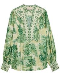 ALÉMAIS - Sara Printed Cotton And Silk-Blend Blouse - Lyst