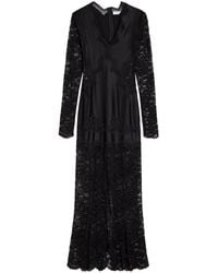 Rabanne - V-Neck Lace And Jersey Maxi Dress - Lyst