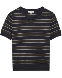 Vince - Striped Cotton And Cashmere-Blend T-Shirt - Lyst