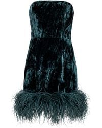 16Arlington - Minelli Feather-trimmed Velvet Mini Dress - Lyst