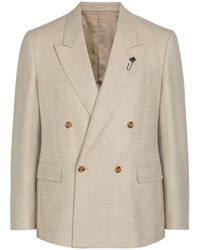 Lardini - Double-Breasted Wool And Silk-Blend Blazer - Lyst