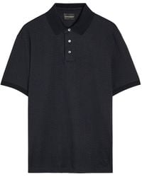 Emporio Armani - Jacquard Logo-Embroidered Cotton Polo Shirt - Lyst