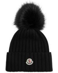 Moncler - Pompom Ribbed Wool Beanie - Lyst
