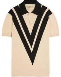Valentino Garavani - Vlogo-Intarsia Cotton Polo Shirt - Lyst