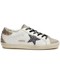 Golden Goose - Super-star Glittered Leather Sneakers - Lyst