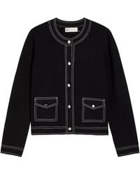 Tory Burch - Topstitch Wool Cardigan - Lyst