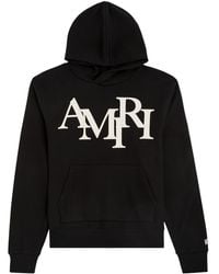 Amiri - Staggered Logo-Appliquéd Hooded Cotton Sweatshirt - Lyst
