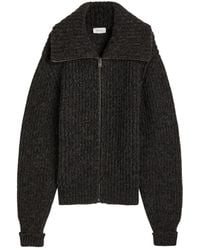 Lemaire - Zipped Ribbed Brushed Alpaca-Blend Cardigan - Lyst