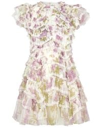Needle & Thread - Wisteria Printed Ruffled Tulle Mini Dress - Lyst