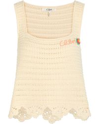 Chloé - Logo-Intarsia Crochet Cotton Top - Lyst