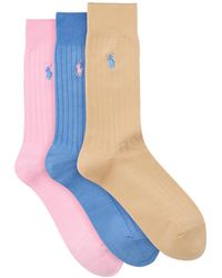 Polo Ralph Lauren - Logo-Embroidered Cotton-Blend Socks - Lyst