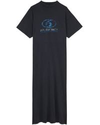 Balenciaga - Logo-print Cotton Maxi T-shirt Dress - Lyst