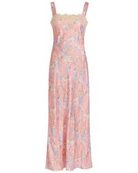 RIXO London - Rosamarie Floral-Print Satin Midi Dress - Lyst