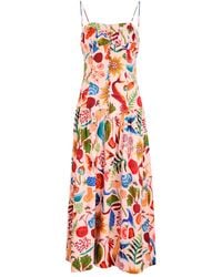 FARM Rio - Bright Farm Printed Linen-Blend Midi Dress - Lyst