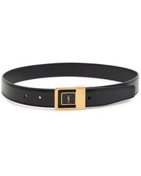 Saint Laurent - Logo-Engraved Leather Belt - Lyst