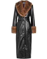 Stand Studio - Estella Faux Fur-Trimmed Faux Leather Coat - Lyst