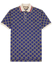 Gucci - Monogrammed Logo Piqué Stretch-Cotton Polo Shirt - Lyst